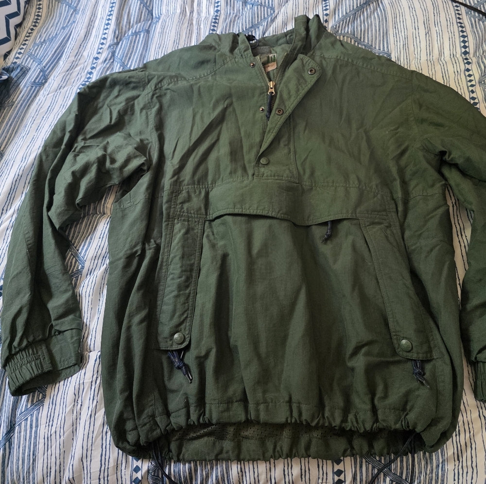 Vintage Men's Green Hooded EMS Jacket